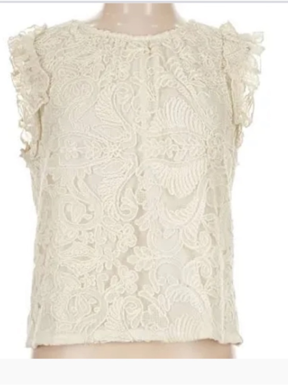 Express NEW Lace Cap Sleeve Top Off White Womens Large Feminine Bohemian